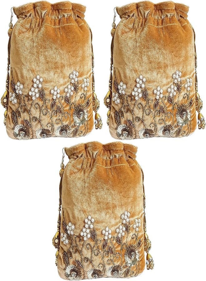 حقيبة بوتلي مطرزة بالزهور الذهبية من دوقة للنساء (عبوة من 3 قطع)